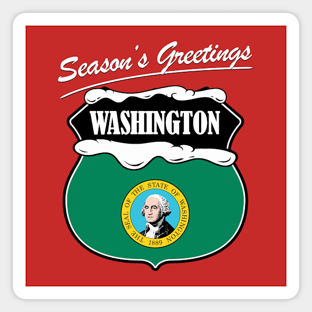 Seasons Greetings Washington Christmas Magnet by Rebus28